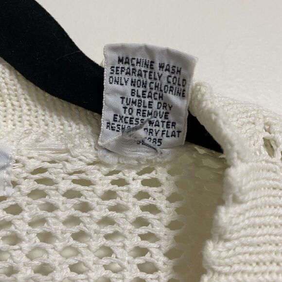 Vtg Express Tricot Womens Sweater Long Cardigan Size M Crochet Open Knit Flowers - Picture 8 of 9